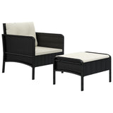 2 Piece Garden Lounge Set with Cushions Black Poly Rattan - Side View
