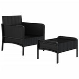 2 Piece Garden Lounge Set with Cushions Black Poly Rattan - Top-Down View