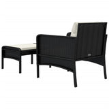 2 Piece Garden Lounge Set with Cushions Black Poly Rattan - Rear View