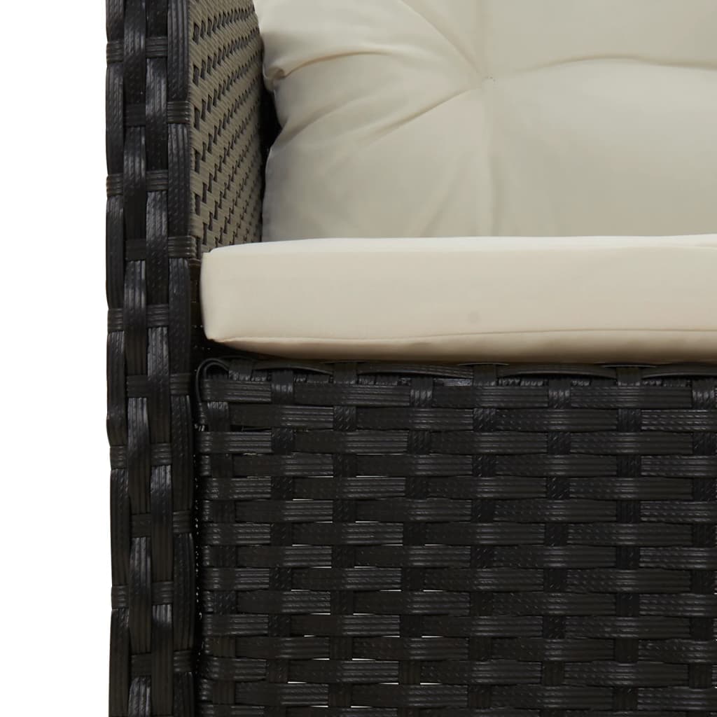 2 Piece Garden Lounge Set with Cushions Black Poly Rattan