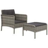2 Piece Garden Lounge Set with Cushions Grey Poly Rattan - Side View