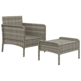2 Piece Garden Lounge Set with Cushions Grey Poly Rattan - Top-Down View