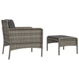 2 Piece Garden Lounge Set with Cushions Grey Poly Rattan - 45-Degree Angle