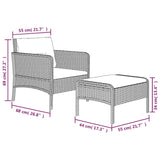 2 Piece Garden Lounge Set with Cushions Grey Poly Rattan - Low Angle
