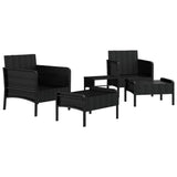 5 Piece Garden Lounge Set with Cushions Black Poly Rattan - Top-Down View