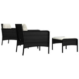 5 Piece Garden Lounge Set with Cushions Black Poly Rattan