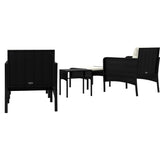 5 Piece Garden Lounge Set with Cushions Black Poly Rattan - Rear View