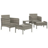 5 Piece Garden Lounge Set with Cushions Grey Poly Rattan - Top-Down View
