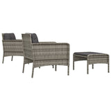 5 Piece Garden Lounge Set with Cushions Grey Poly Rattan - 45-Degree Angle