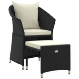2 Piece Garden Lounge Set with Cushions Black Poly Rattan - Front View