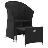 2 Piece Garden Lounge Set with Cushions Black Poly Rattan - Side View