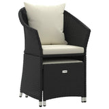 2 Piece Garden Lounge Set with Cushions Black Poly Rattan - Top-Down View