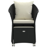 2 Piece Garden Lounge Set with Cushions Black Poly Rattan - 45-Degree Angle