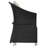 2 Piece Garden Lounge Set with Cushions Black Poly Rattan - Rear View