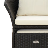 2 Piece Garden Lounge Set with Cushions Black Poly Rattan - Low Angle