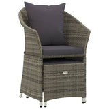 2 Piece Garden Lounge Set with Cushions Grey Poly Rattan - Side View