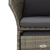 2 Piece Garden Lounge Set with Cushions Grey Poly Rattan - Low Angle