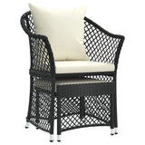 2 Piece Garden Lounge Set with Cushions Black Poly Rattan - Side View