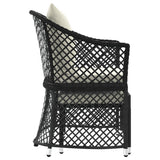 2 Piece Garden Lounge Set with Cushions Black Poly Rattan - 45-Degree Angle