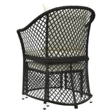 2 Piece Garden Lounge Set with Cushions Black Poly Rattan - Rear View