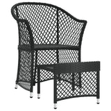 2 Piece Garden Lounge Set with Cushions Black Poly Rattan - Close-Up Angle