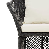 2 Piece Garden Lounge Set with Cushions Black Poly Rattan - Low Angle