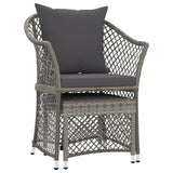 2 Piece Garden Lounge Set with Cushions Grey Poly Rattan - Side View