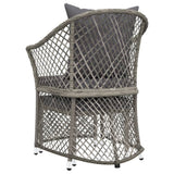 2 Piece Garden Lounge Set with Cushions Grey Poly Rattan - Rear View