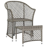 2 Piece Garden Lounge Set with Cushions Grey Poly Rattan