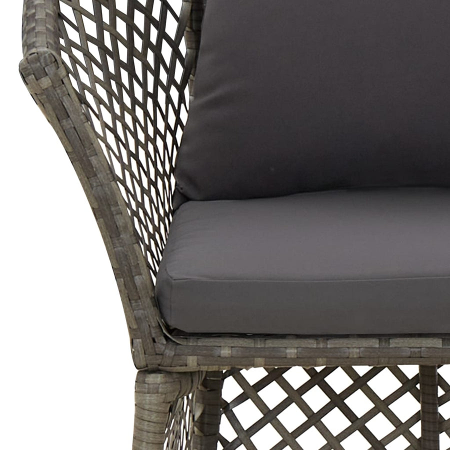 2 Piece Garden Lounge Set with Cushions Grey Poly Rattan