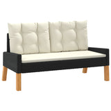 4 Piece Garden Lounge Set with Cushions Poly Rattan&Solid Wood