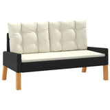 4 Piece Garden Lounge Set with Cushions Poly Rattan&Solid Wood - Side View