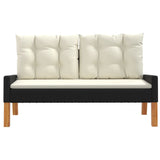 4 Piece Garden Lounge Set with Cushions Poly Rattan&Solid Wood