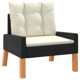 4 Piece Garden Lounge Set with Cushions Poly Rattan&Solid Wood - 45-Degree Angle