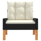 4 Piece Garden Lounge Set with Cushions Poly Rattan&Solid Wood - Rear View