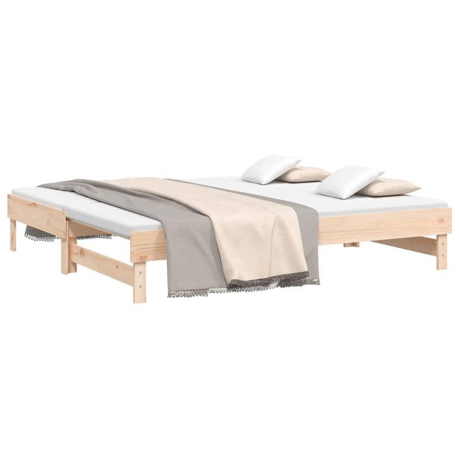 Pull-out Day Bed without Mattress 2x(90x190) cm Solid Wood Pine