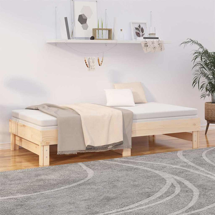 Pull-out Day Bed without Mattress 2x(90x190) cm Solid Wood Pine