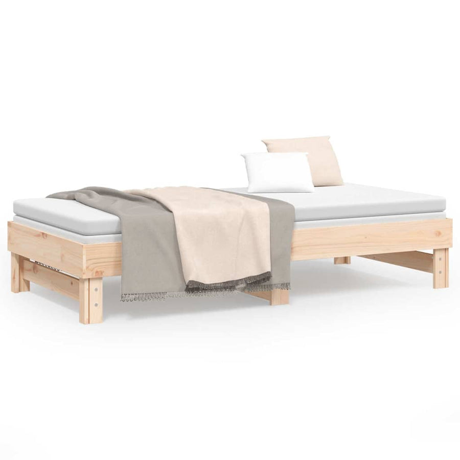 Pull-out Day Bed without Mattress 2x(90x190) cm Solid Wood Pine