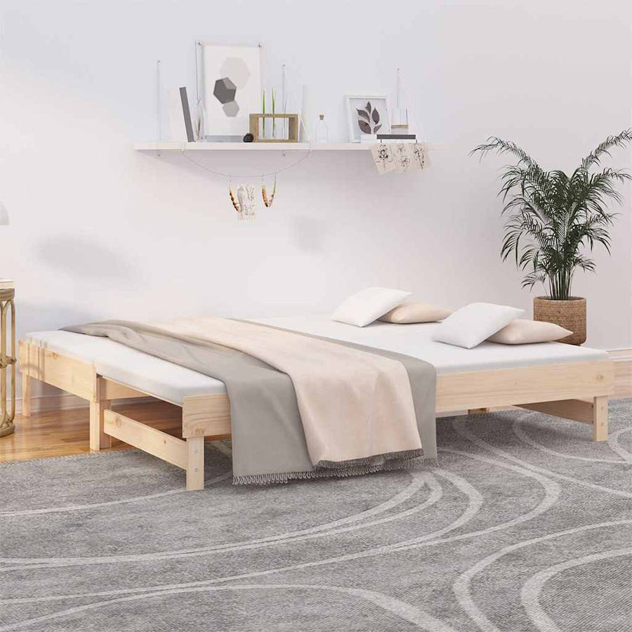 Pull-out Day Bed without Mattress 2x(90x190) cm Solid Wood Pine