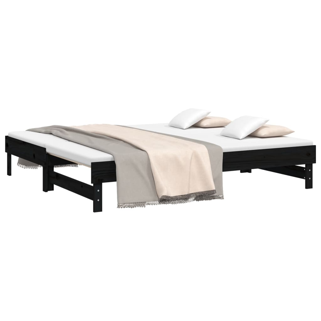 Pull-out Day Bed without Mattress Black 2x(90x190) cm