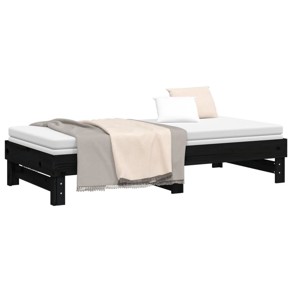 Pull-out Day Bed without Mattress Black 2x(90x190) cm
