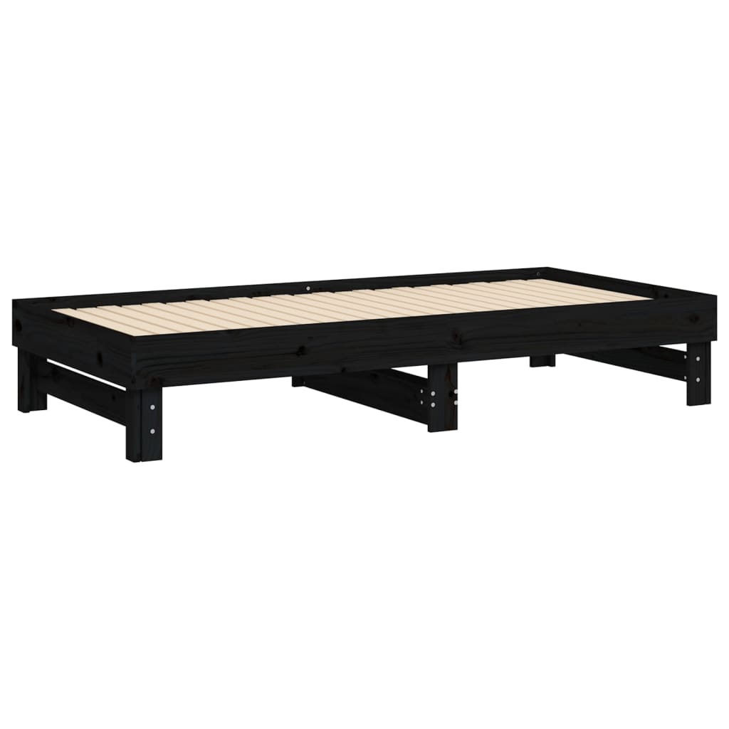 Pull-out Day Bed without Mattress Black 2x(90x190) cm
