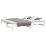 Pull-out Day Bed without Mattress White 2x(90x190) cm - Side View