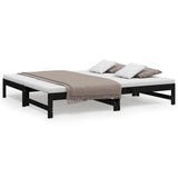 Pull-out Day Bed without Mattress Black 2x(90x190) cm - Front View