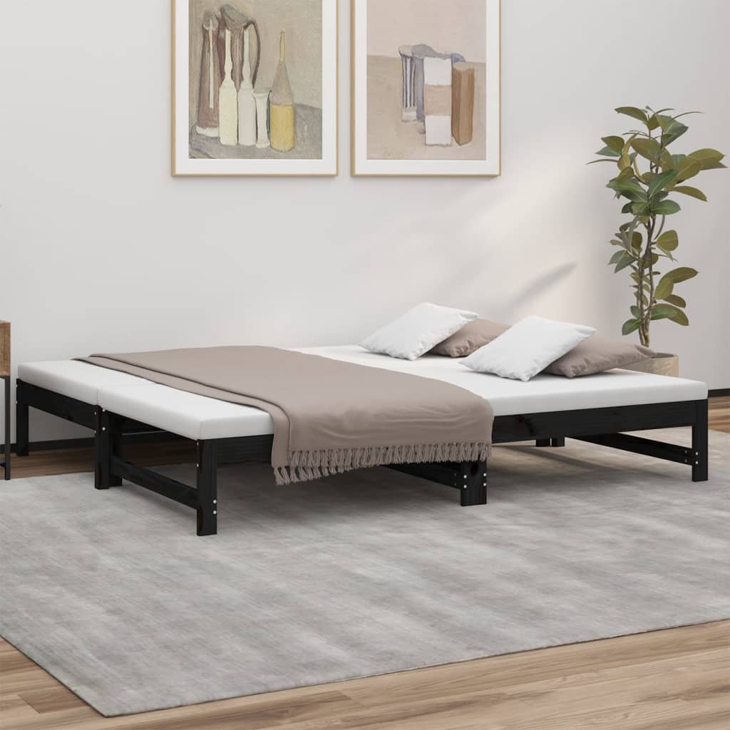 Pull-out Day Bed without Mattress Black 2x(90x190) cm