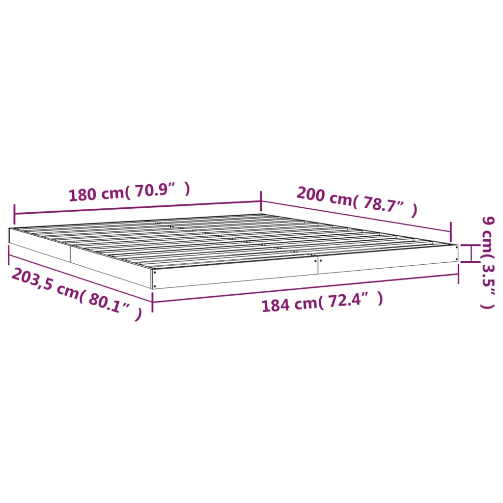 Bed Frame without Mattress 183x203 cm King Solid Wood Pine