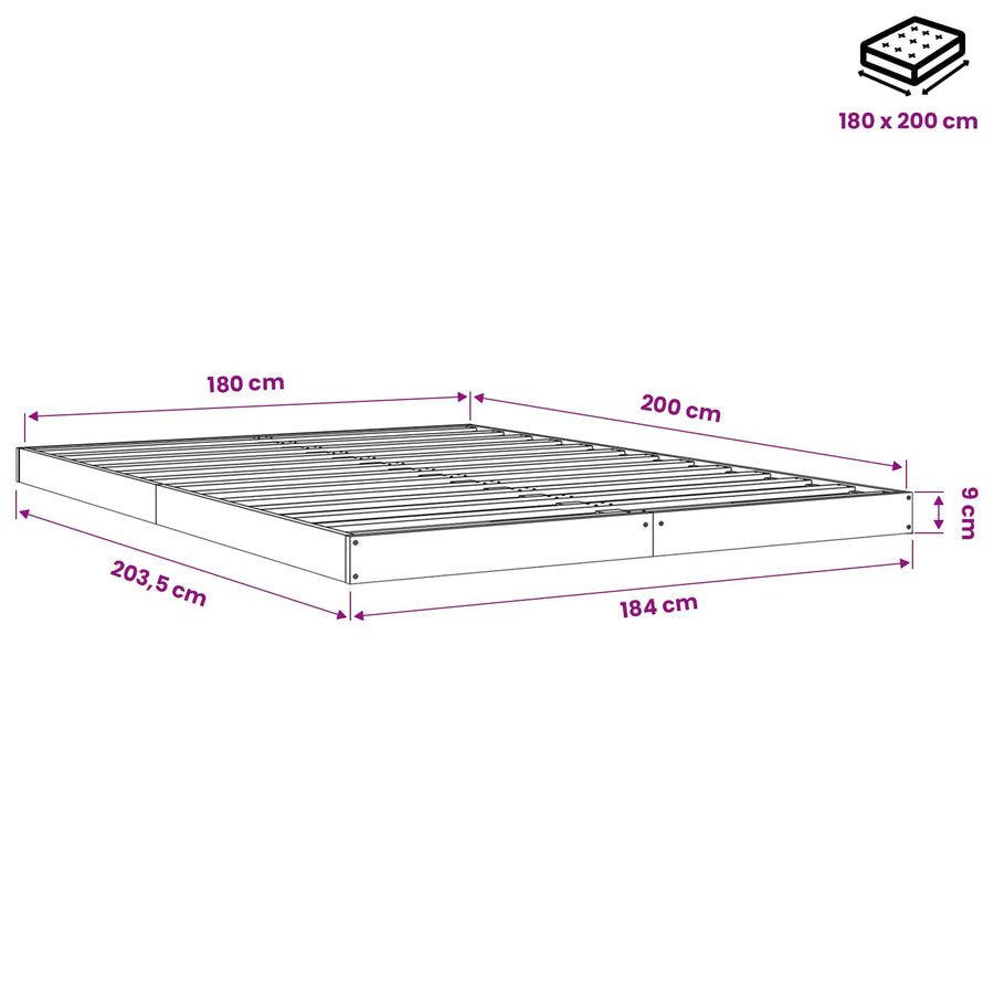 Bed Frame without Mattress 180x200 cm Solid Wood Pine