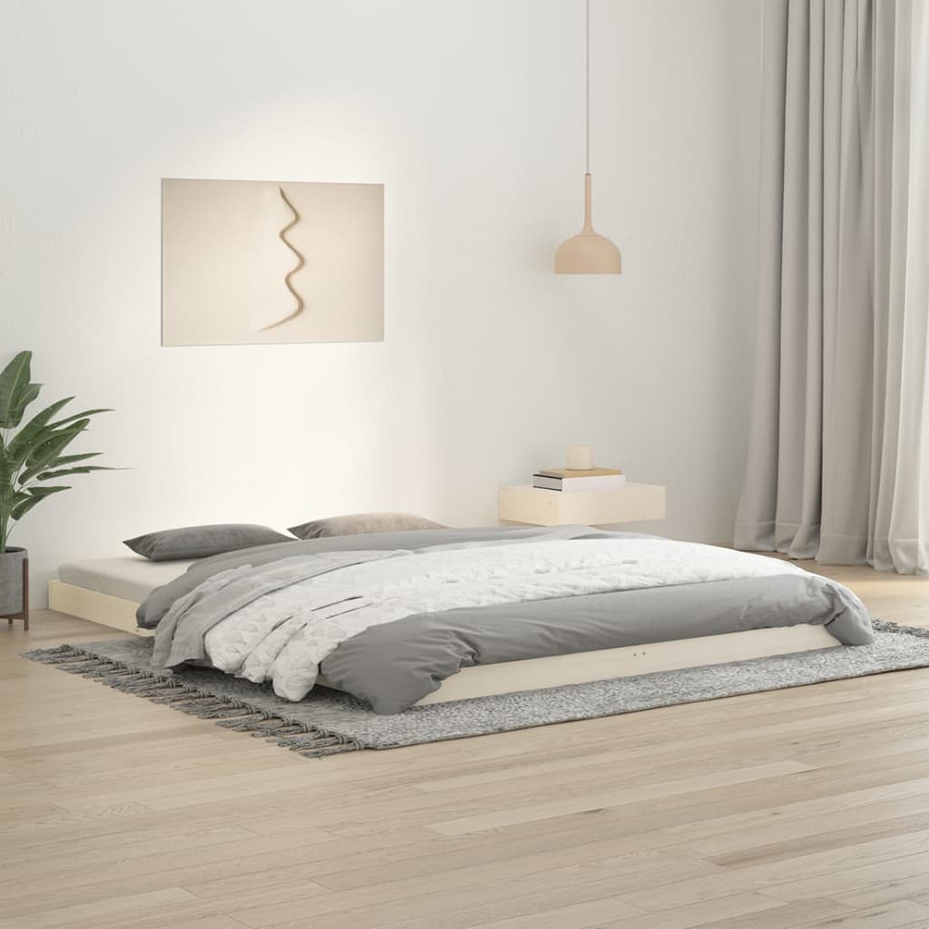 Bed Frame without Mattress White 150x200 cm Solid Wood Pine