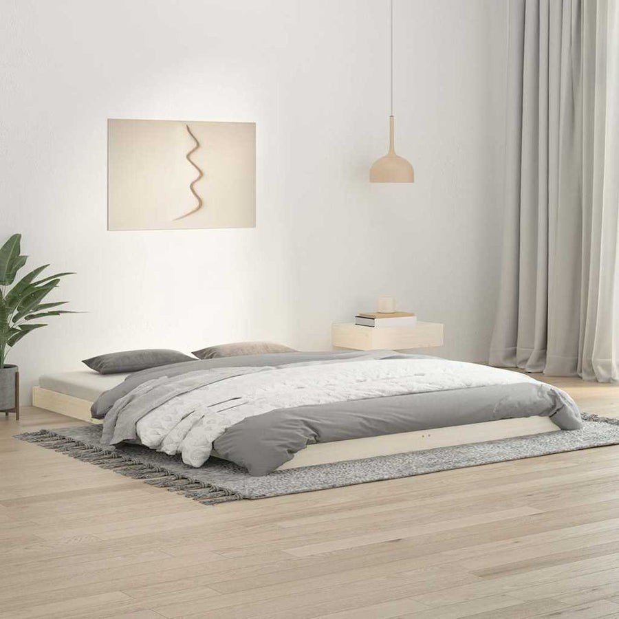 Bed Frame without Mattress White 150x200 cm Solid Wood Pine