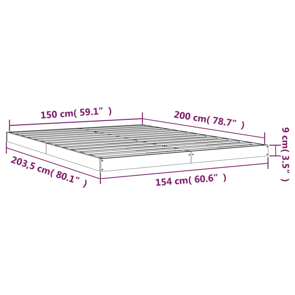 Bed Frame without Mattress Honey Brown 150x200 cm